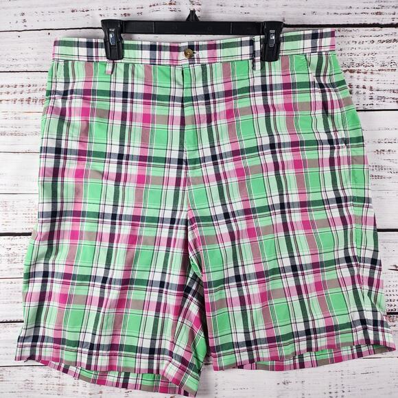 FootJoy Golf Shorts W40 Pink Green Plaid Performance Stretch FJ Acushnet Casual - Picture 1 of 10